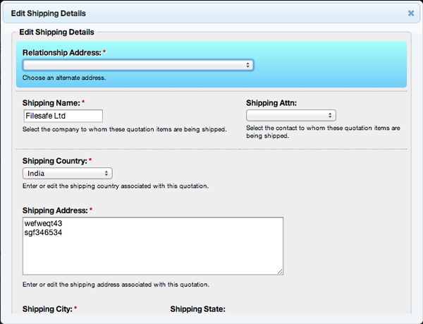 Screenshot of editing shipping details 3